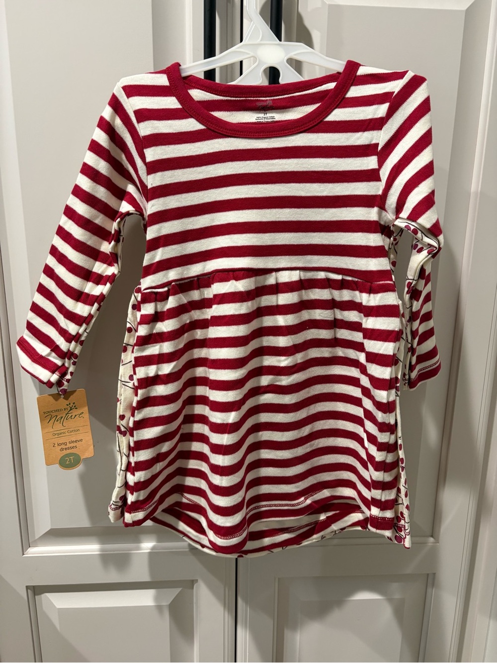 Toddler Red & White Striped Long-Sleeve Dress